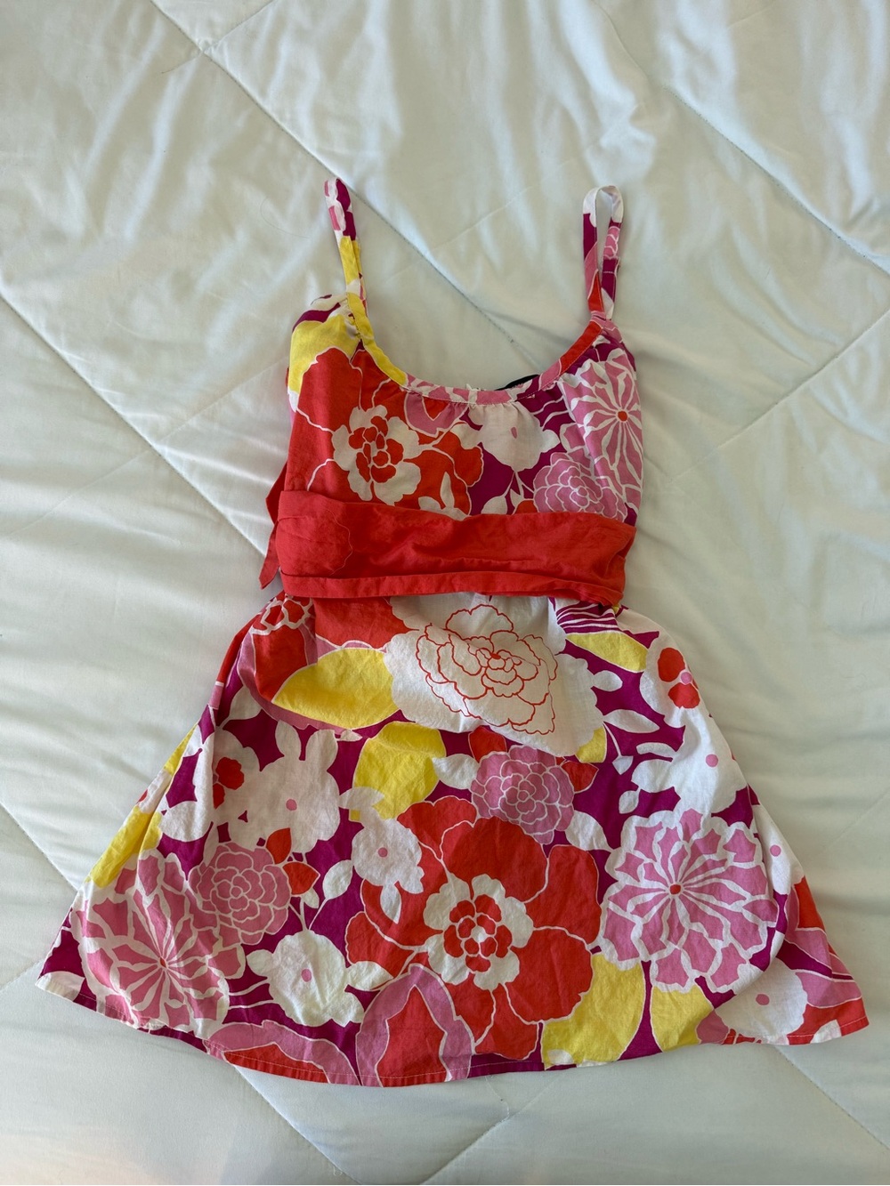 New York & Co Floral Babydoll Top with Warm Tone Flowers